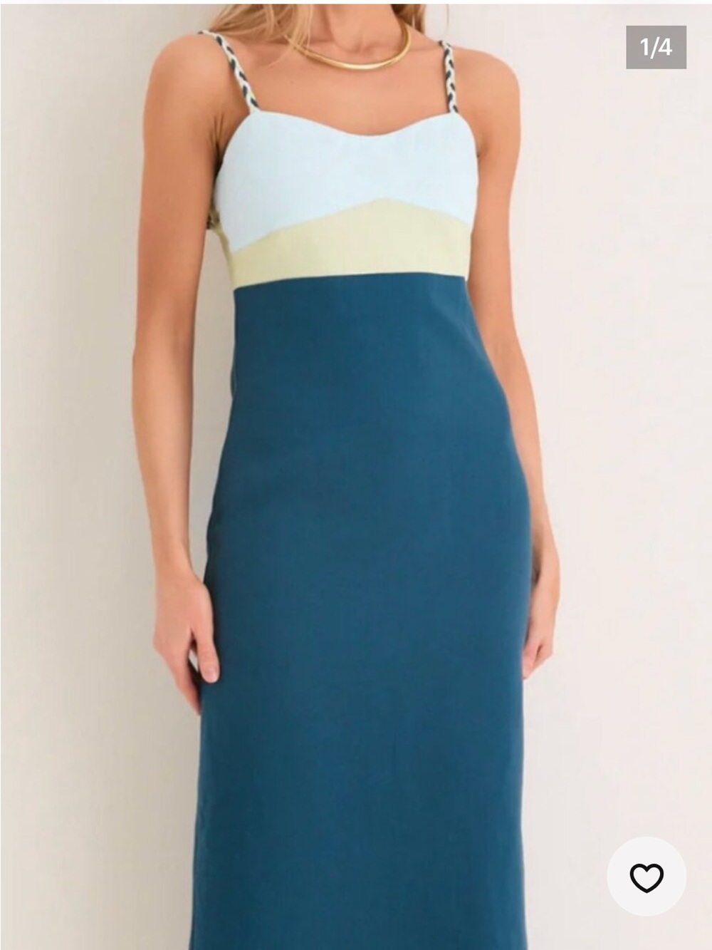 Hyacinth House Teal Maxi Dress with Light Blue and Cream Accents